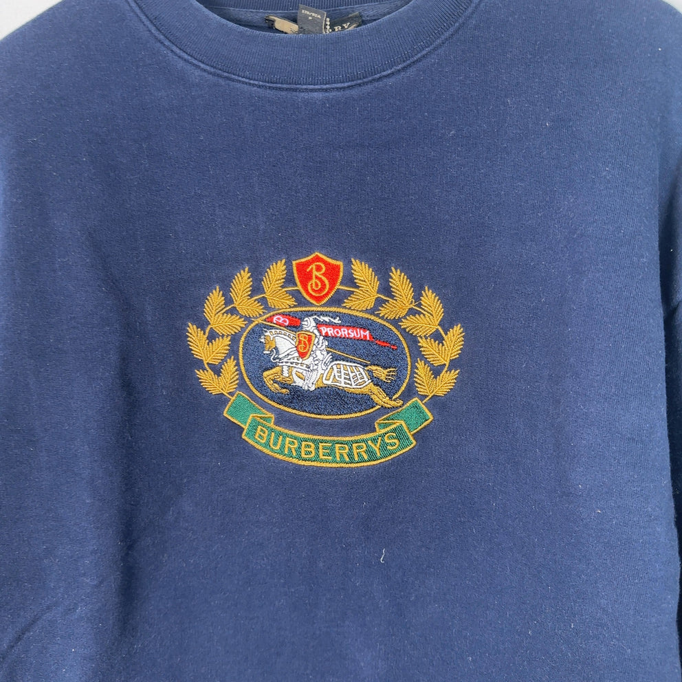 Burberry Crest Embroidered Navy Crewneck