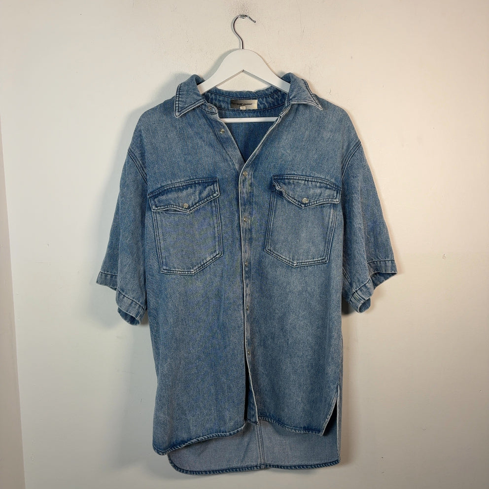 Isabel Marant Pearl Snap Button-Up Denim Shirt