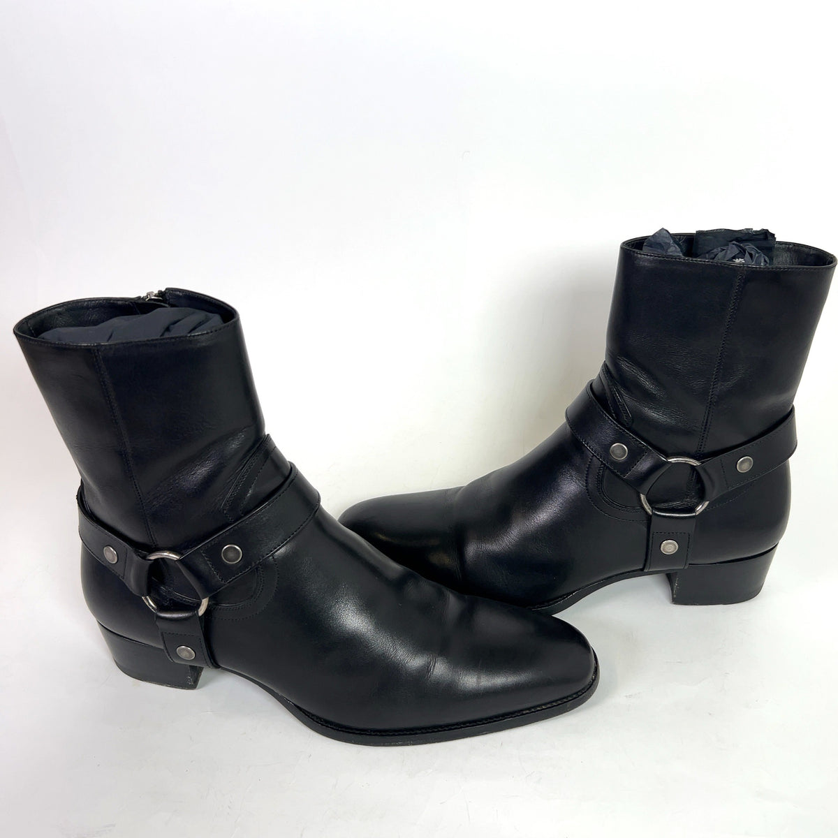 Saint Laurent Wyatt Leather Harness Boots