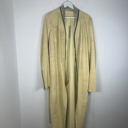 Rick Owens SS22 Fogachine Vanilla Blistered Leather Trench Coat