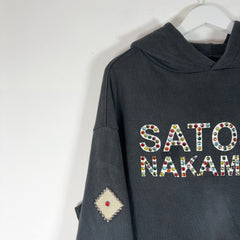Satoshi Nakamoto Studded Logo Leather Patch Hoodie