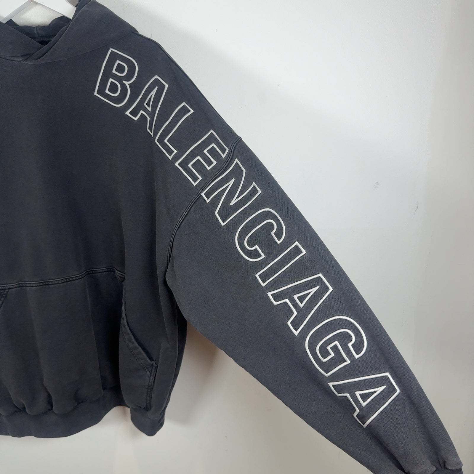 Balenciaga Embroidered Logo Sleeve Hoodie
