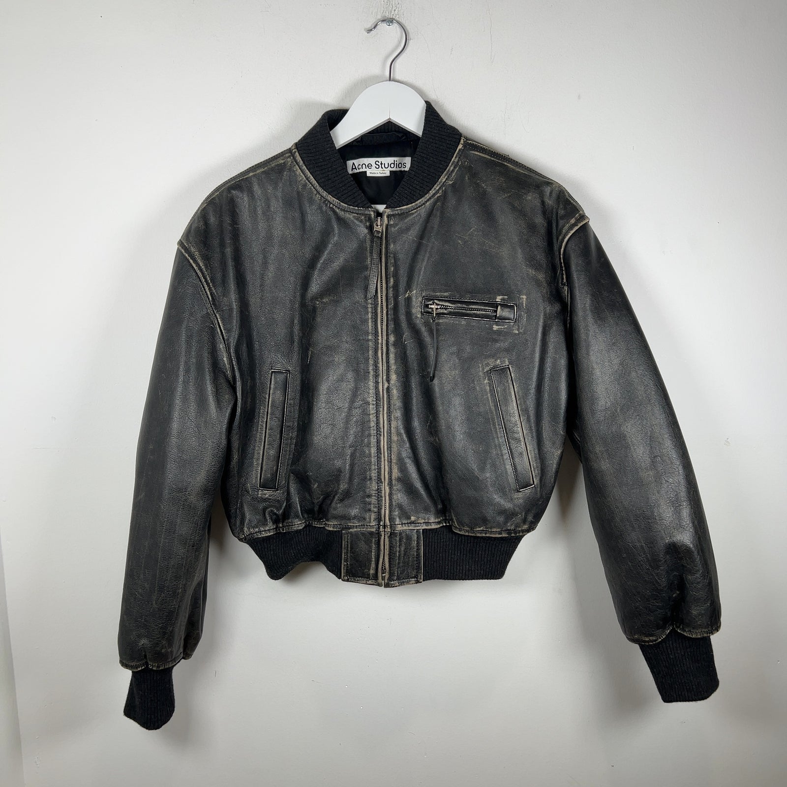 Acne Studios Aged Leather Bomber Jacket