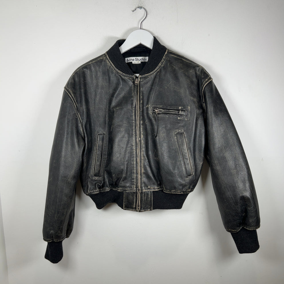 Acne Studios Aged Leather Bomber Jacket