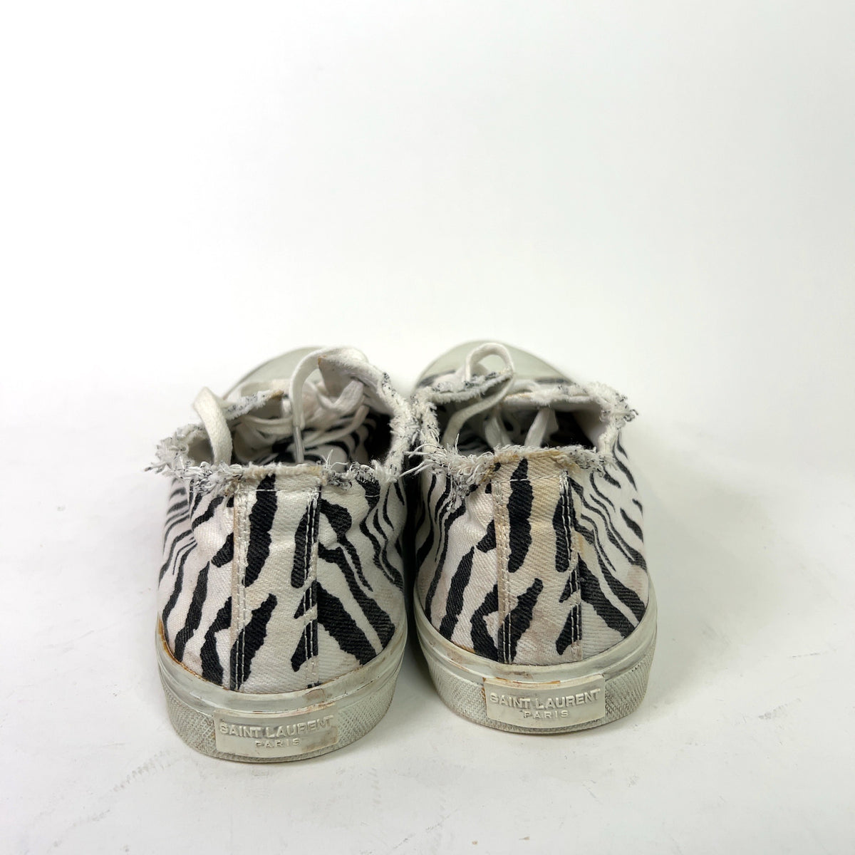 Saint Laurent Paris Bedford Zebra Distressed Sneakers