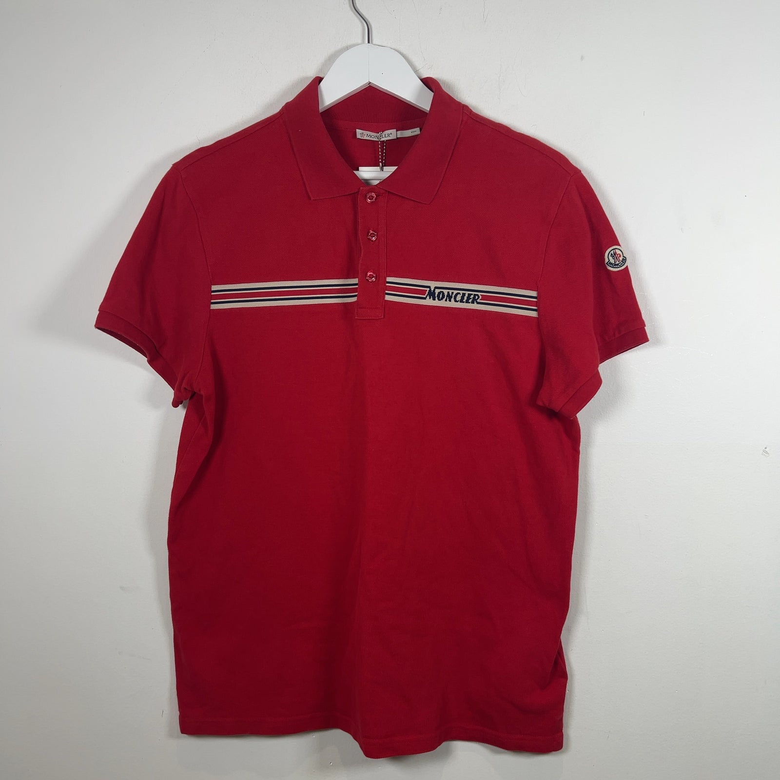 Moncler Bar Logo Red Polo