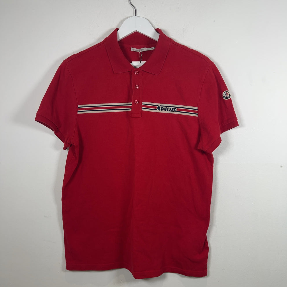Moncler Bar Logo Red Polo
