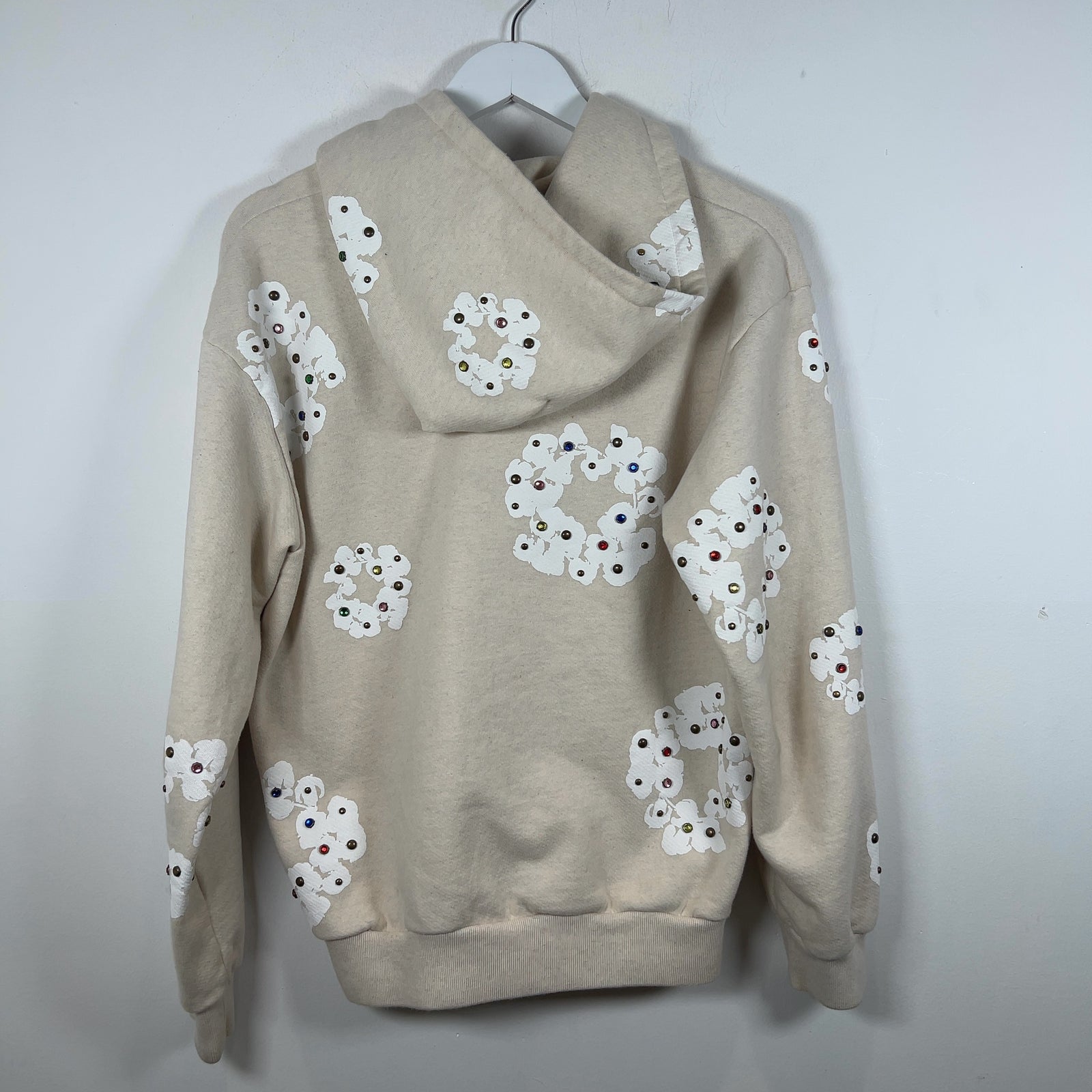 Denim Tears Rhinestone Cotton Wreath Oatmeal Zip Up Hoodie