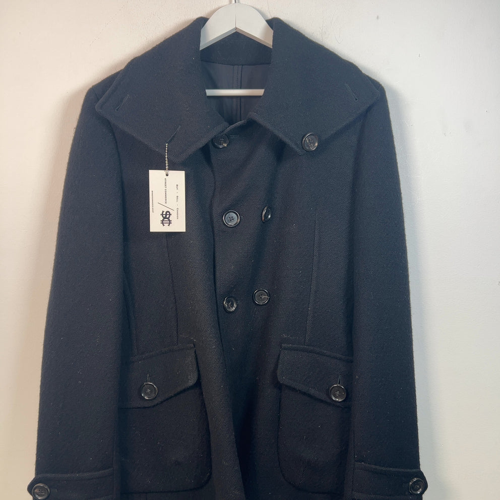 Bottega Veneta Black Wool Double Breasted Pea Coat Size M