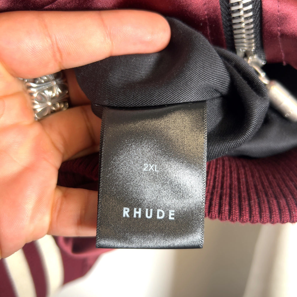 Rhude Front-Zip Satin Bomber Jacket