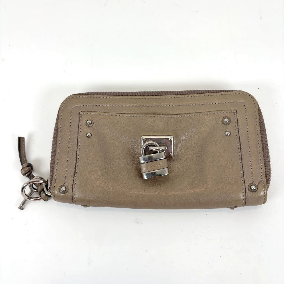 Chloe Aby Khaki Leather Padlock Wallet