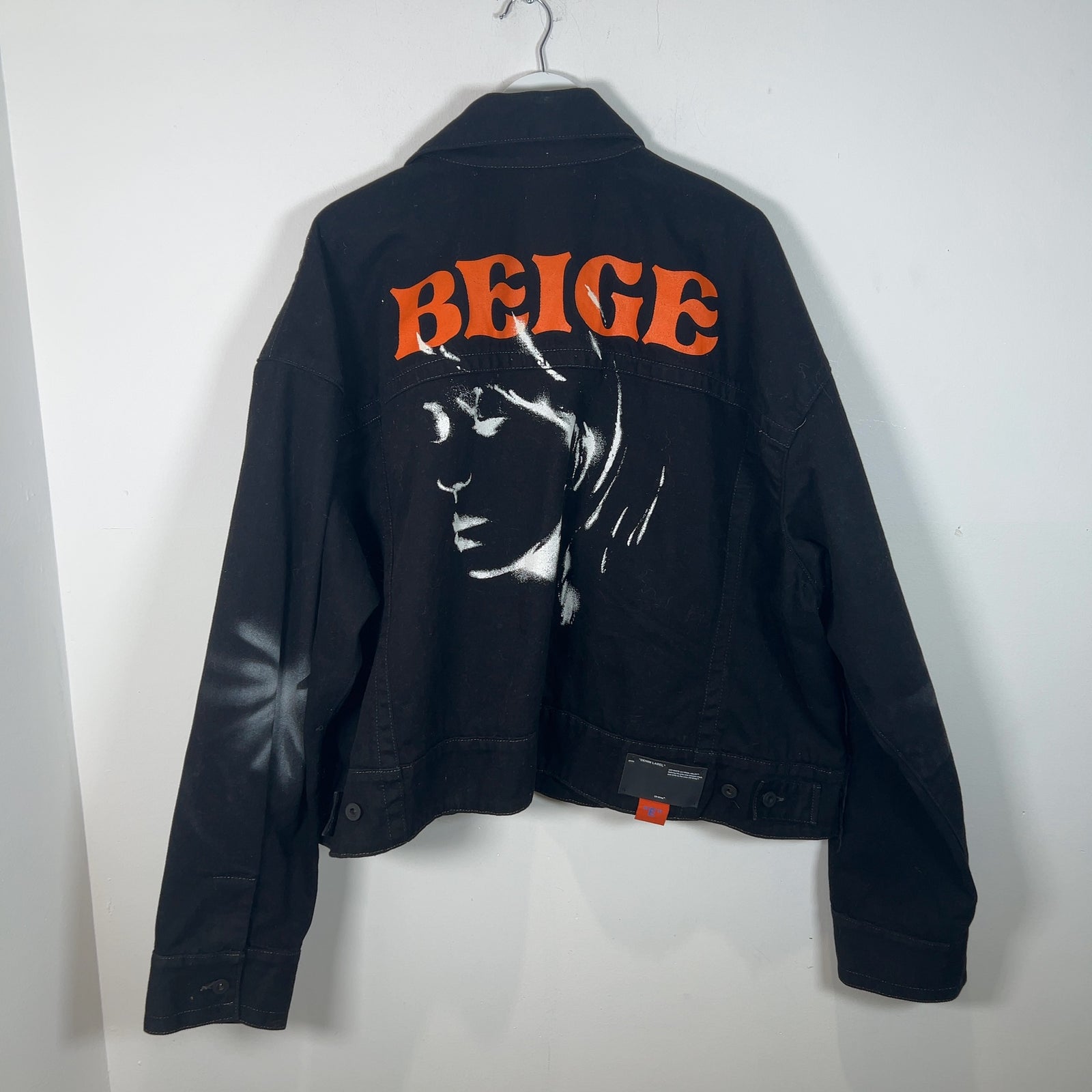 Off-White 'Beige' Graphic Black Denim Jacket