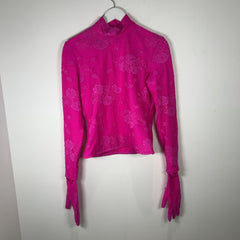 Balenciaga Pink Mesh Gloved Mock Neck Top Size XS