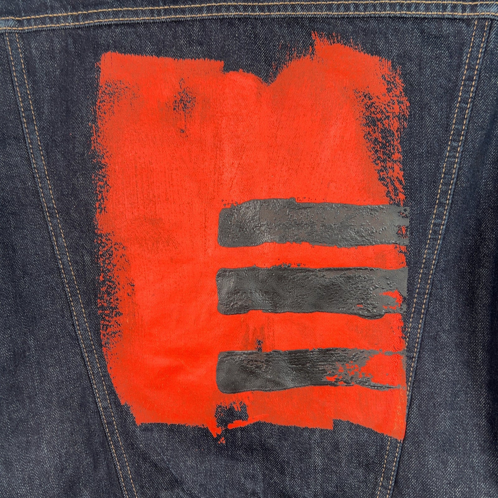 Helmut Lang Raw Denim 'Red Paint' Back Hit Jacket