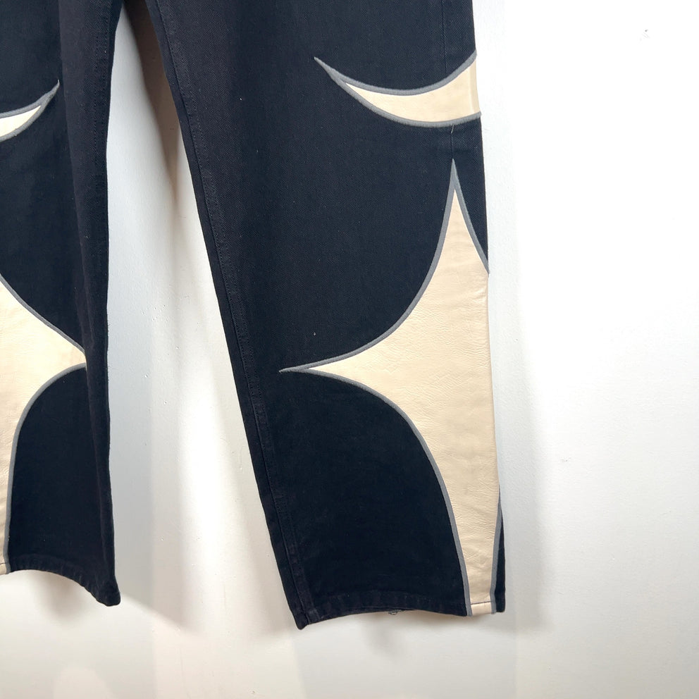 Thug Club Crescent Leather Panel Jeans