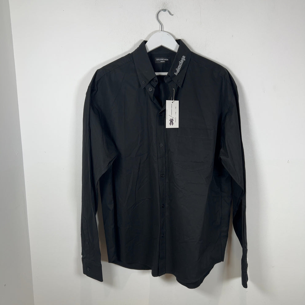Balenciaga Collar Logo Button Up Shirt