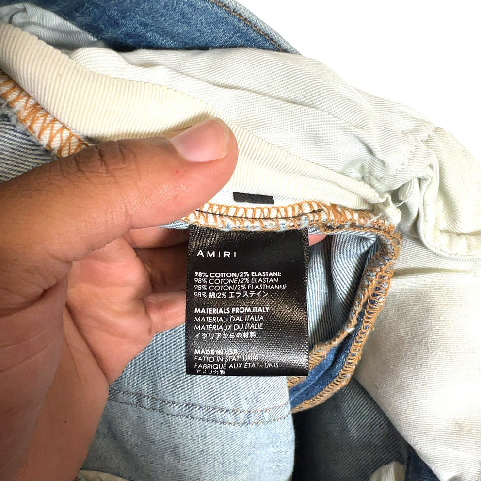 Amiri Light Indigo Biker Art Patch Denim Jeans