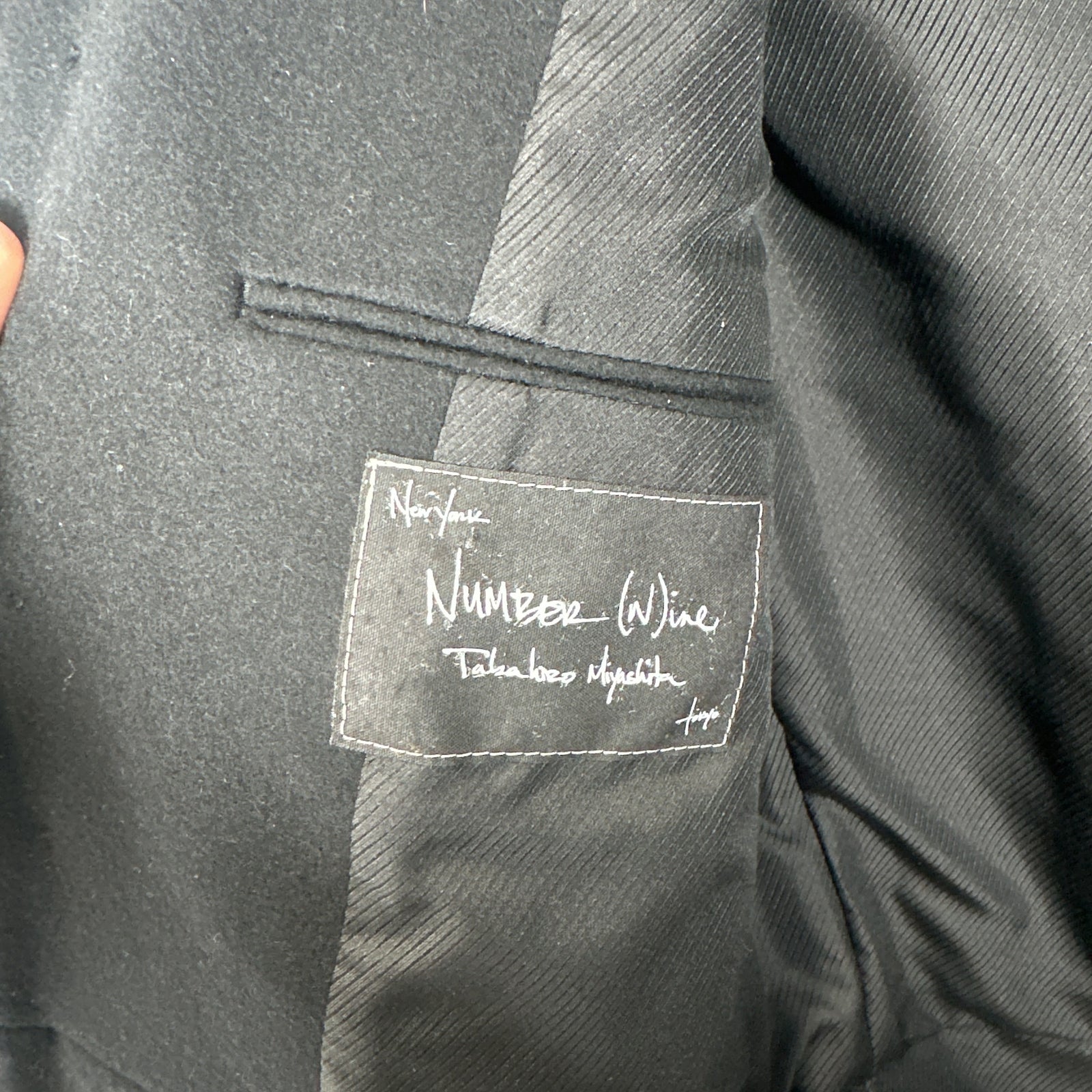 Number (N)ine AW06 'NOIR' Black Leather Hybrid Wool Napoleon Jacket Size 2
