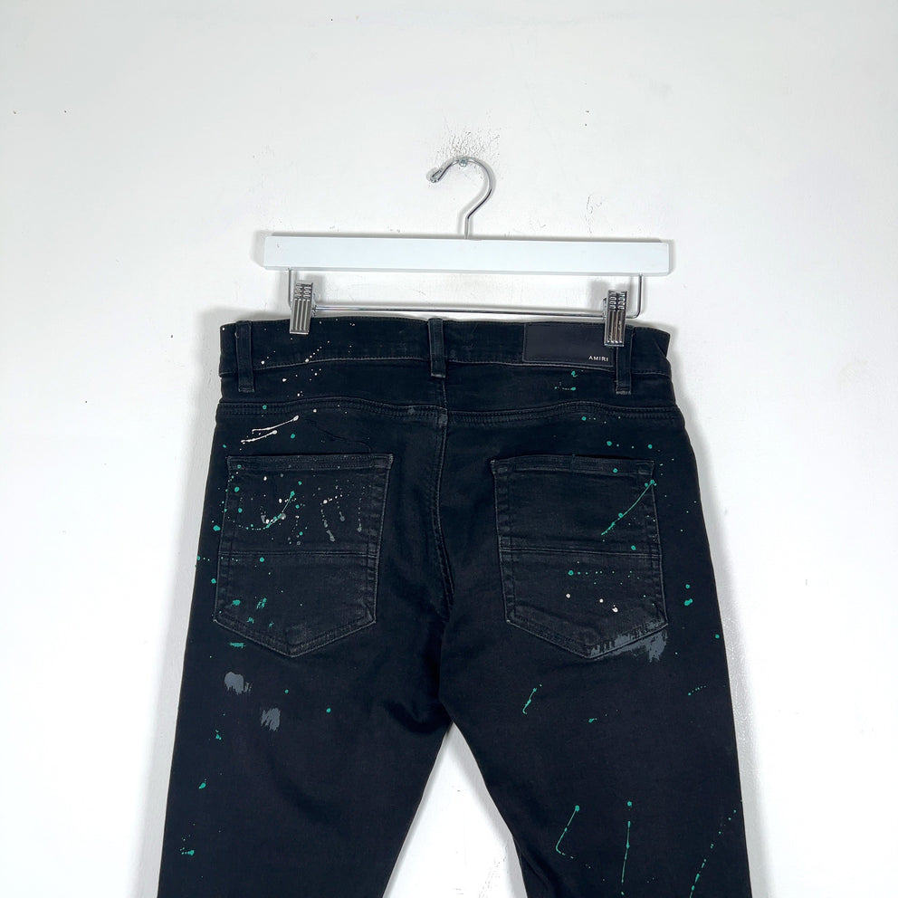 Amiri Paint Splatter Black Jeans