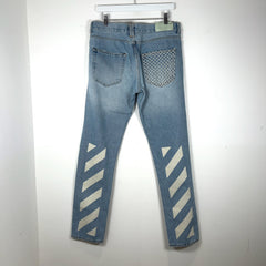 Off-White Striped Net Logo Jeans