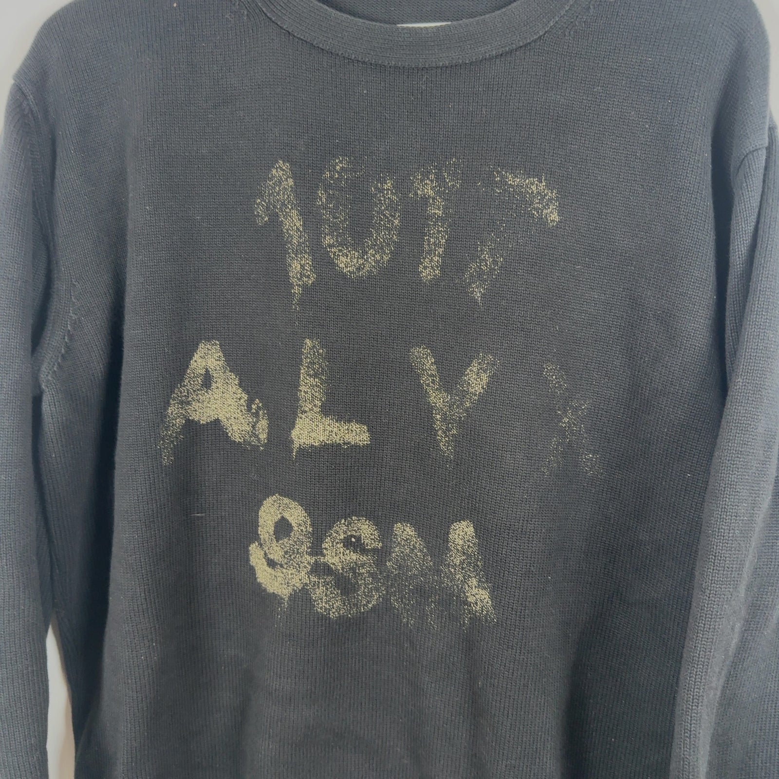 1017 ALYX 9SM Logo Graphic Print Black Knit Sweater