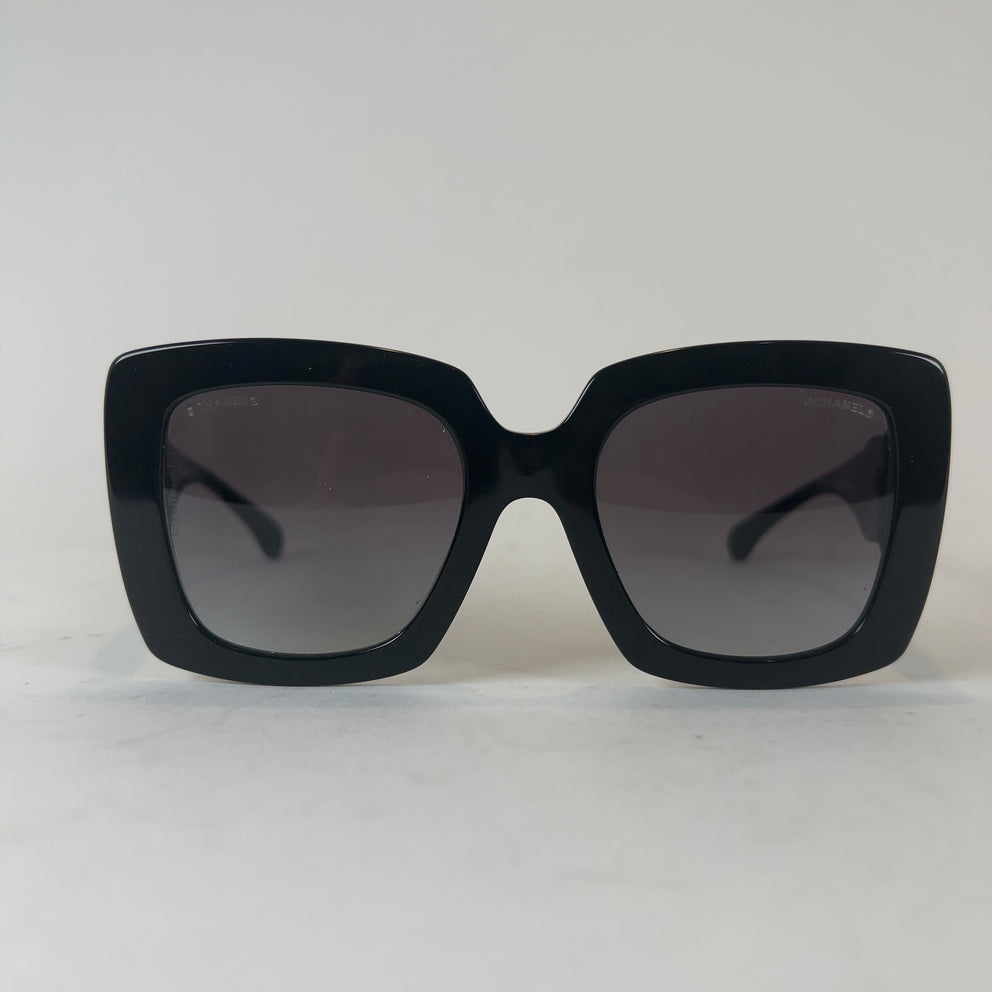 Chanel Square Frame Calfskin Leather Sunglasses