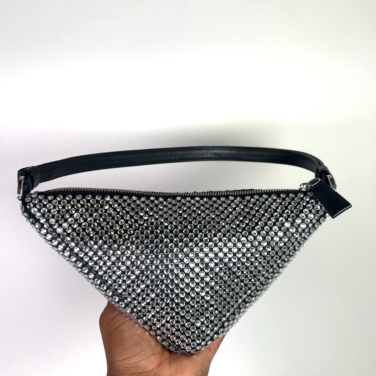 Prada Crystal Embellished Triangle Logo Bag