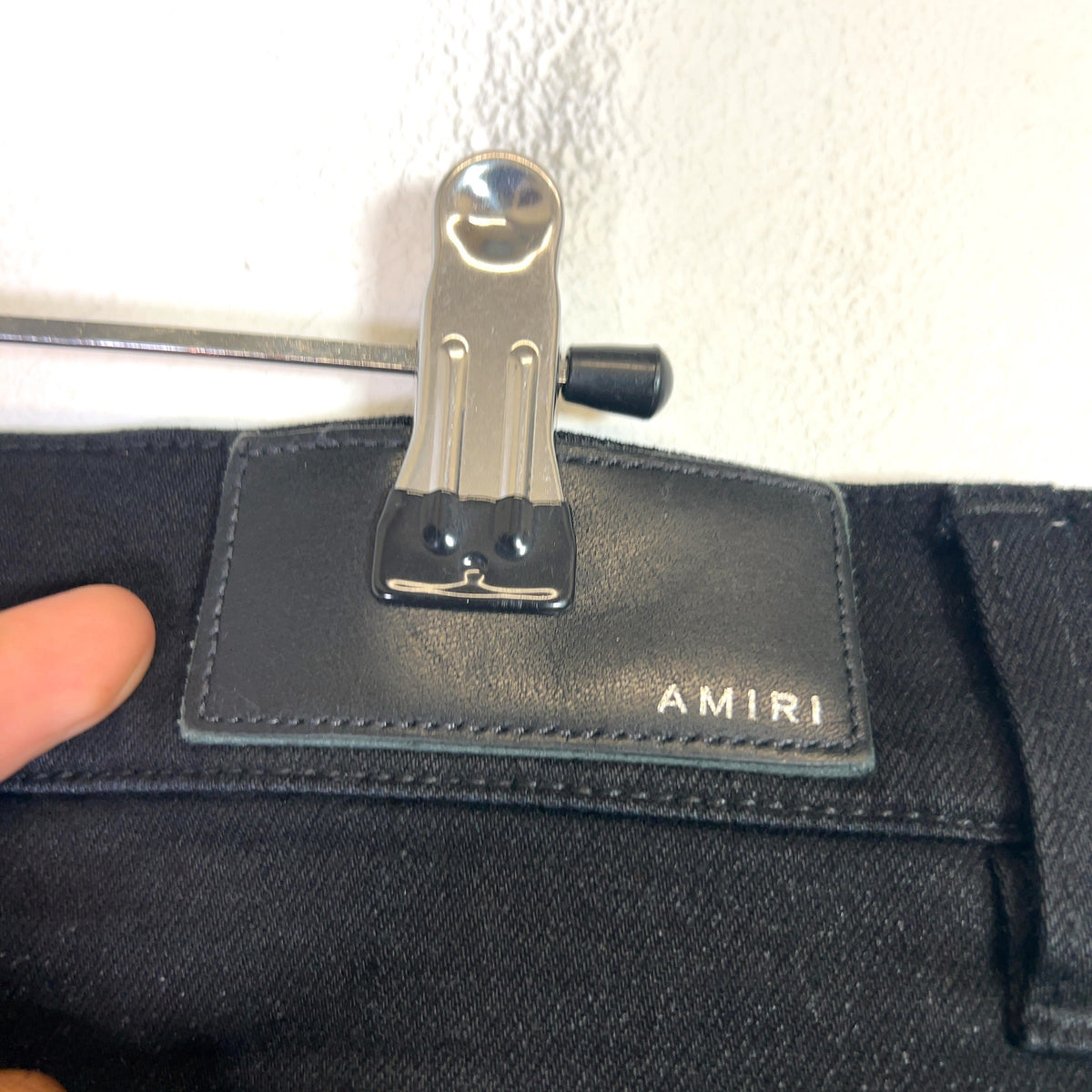 Amiri MX1 Black Leather Patch Jeans