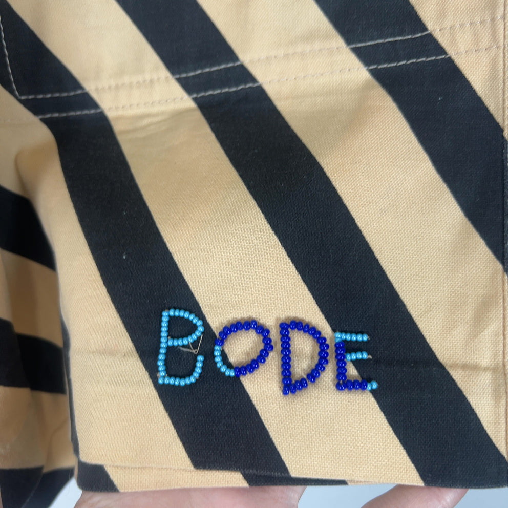 Bode Striped Beaded Logo Shorts