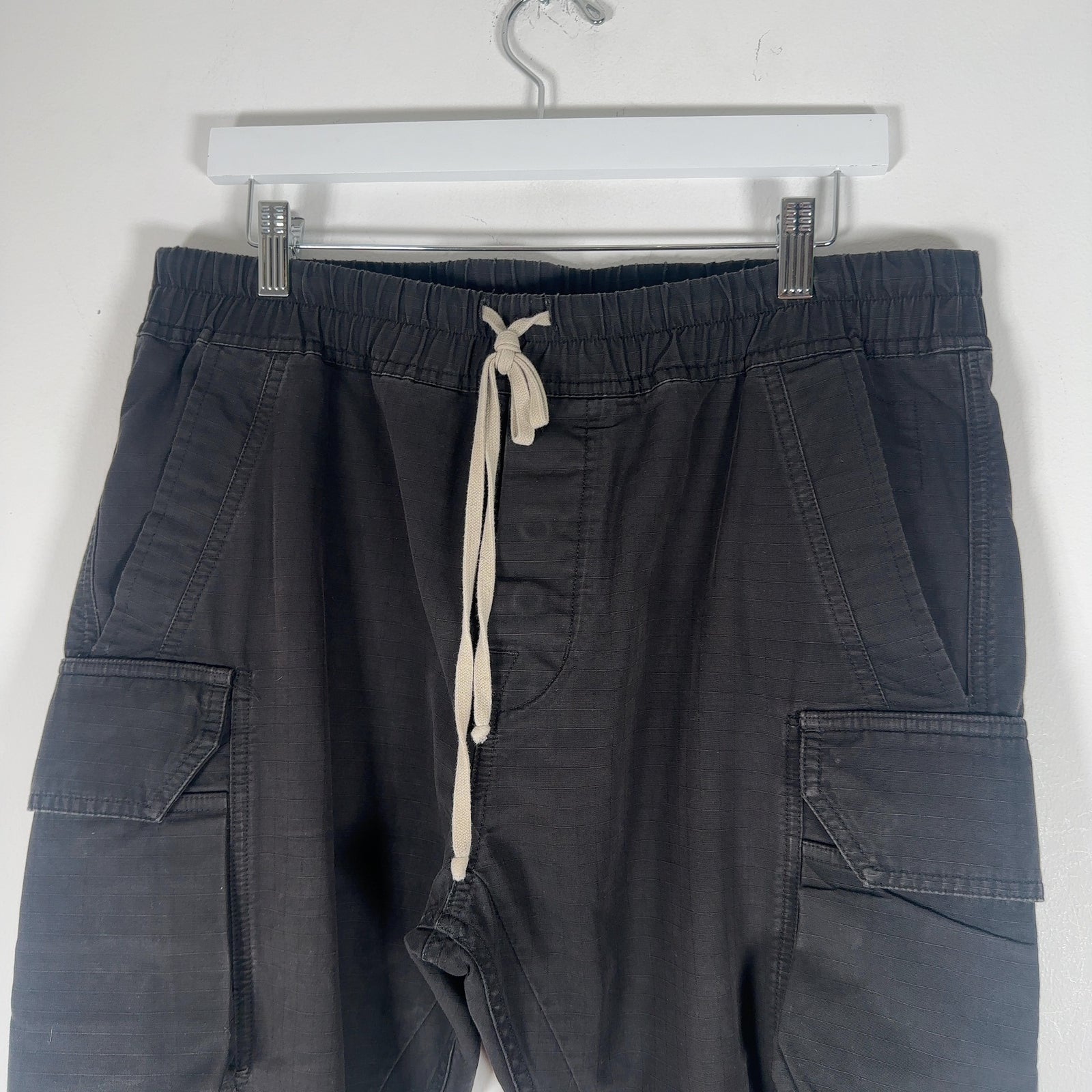 Rick Owens Black Cargo Pocket Drop Crotch Jogger Pant Size XL