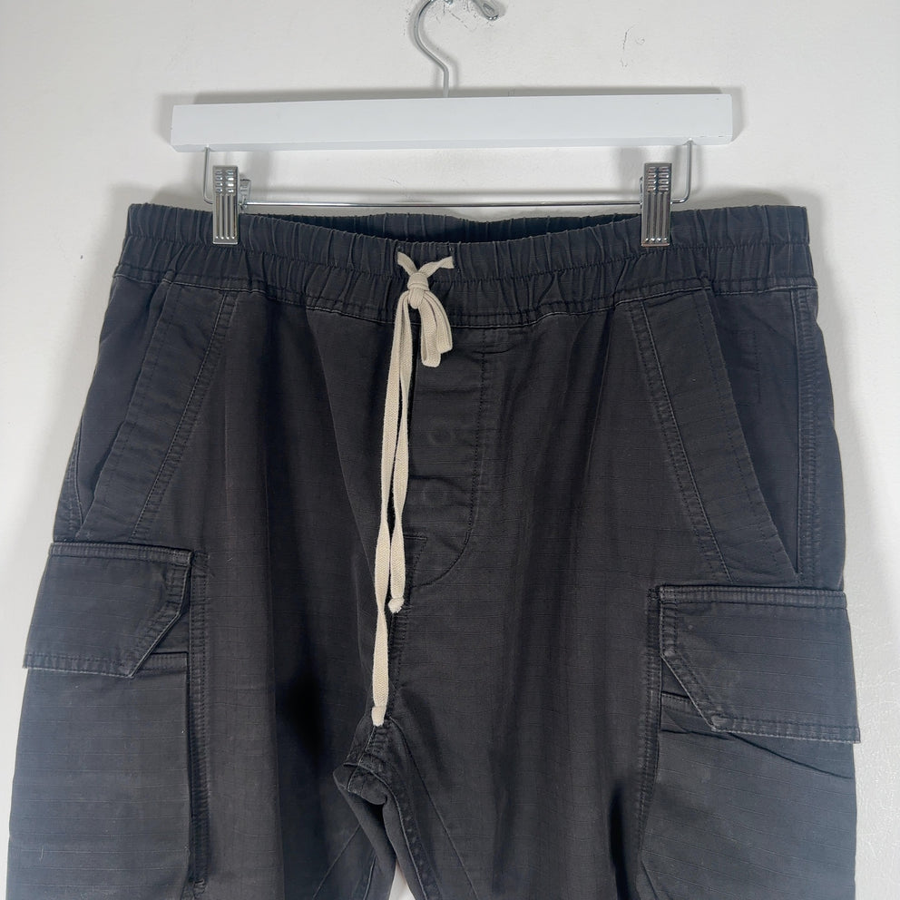 Rick Owens Black Cargo Pocket Drop Crotch Jogger Pant Size XL