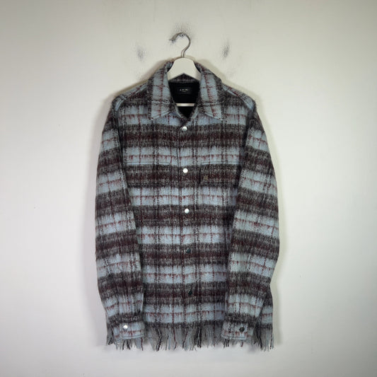 Amiri Mohair Fringe Flannel Shirt