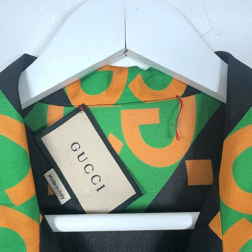 Gucci Mono-Block Silk Button-Up Shirt