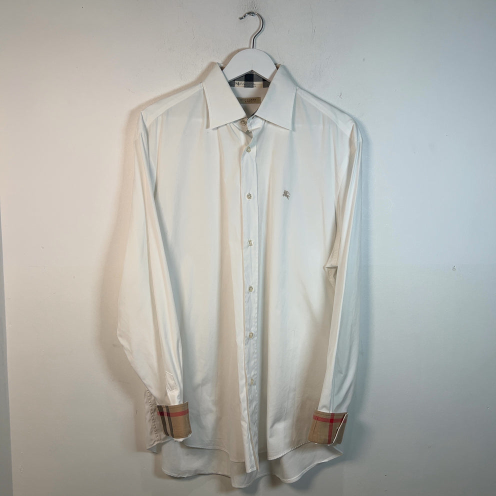 Burberry Brit Check Plaid On Collar And Cuff Shirt