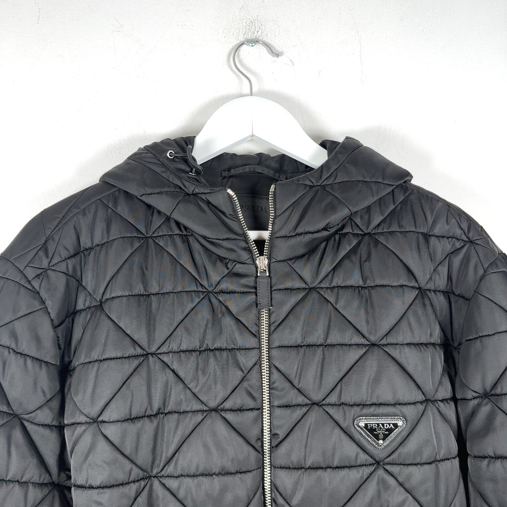 Prada Plaque Logo Quilted Puffer Jacket