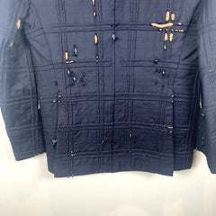 Thom Browne Tartan Check Embroidery Distressed Blazer