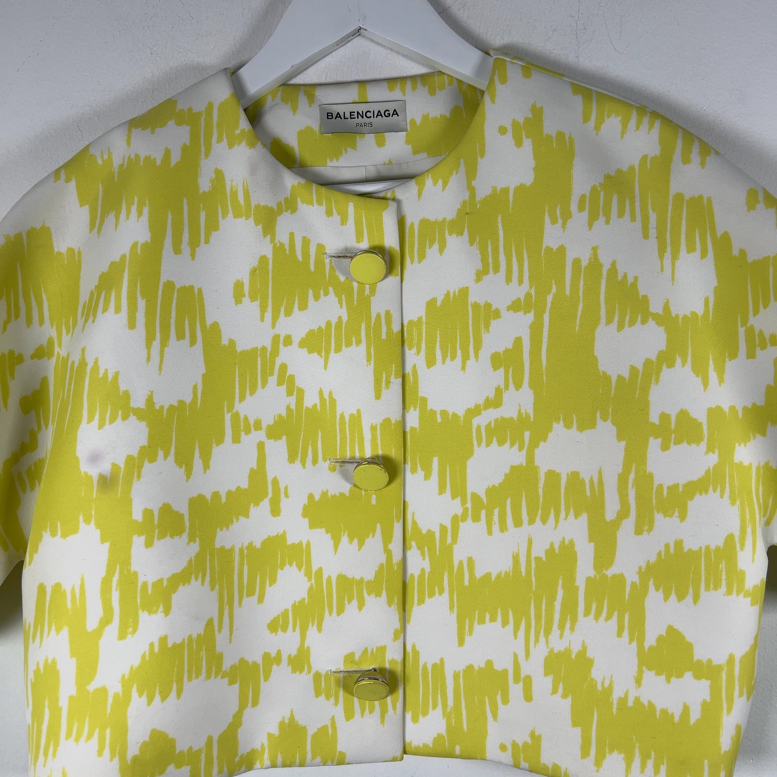 Balenciaga Crop Jacket White/Yellow Size M