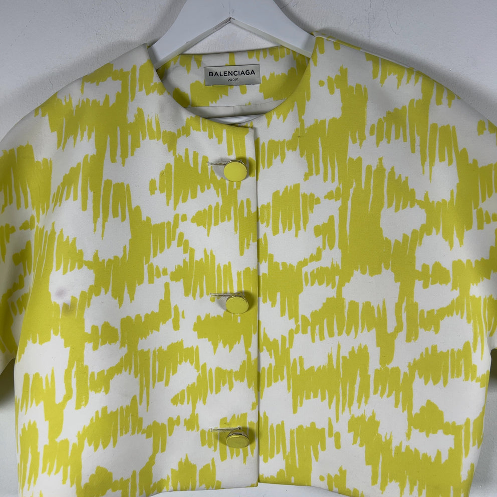Balenciaga Crop Jacket White/Yellow Size M