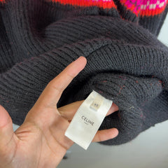 Celine Knitted Logo Jacquard Wool Sweater