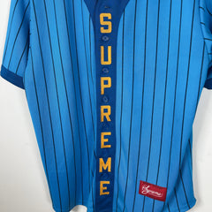 Supreme Blue Striped Button-Up Baseball Jersey