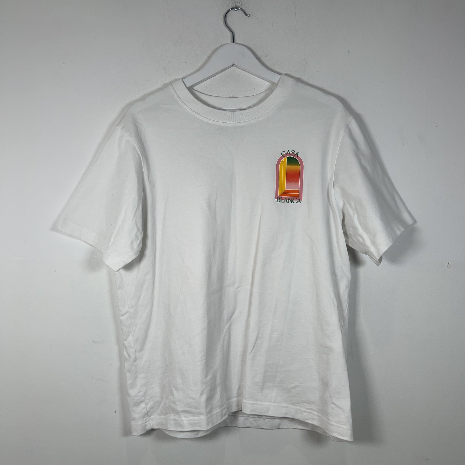 Casablanca Pink Outline Doorway Graphic White T-Shirt