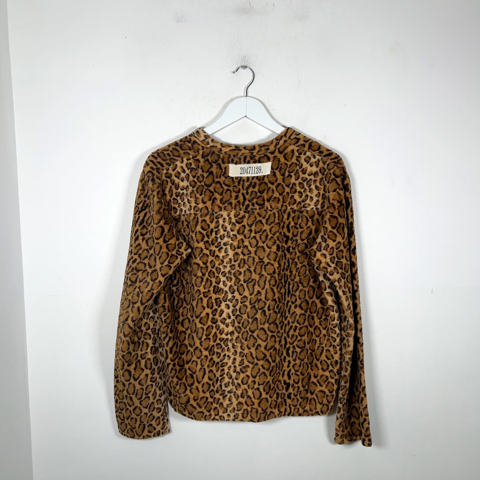 20471120 1/4 Button Leopard Fleece Henley Longsleeve