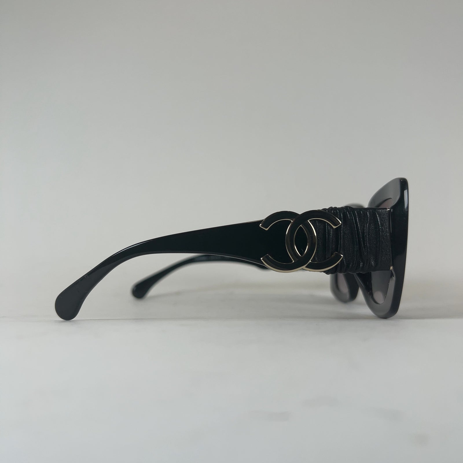 Chanel Square Frame Calfskin Leather Sunglasses