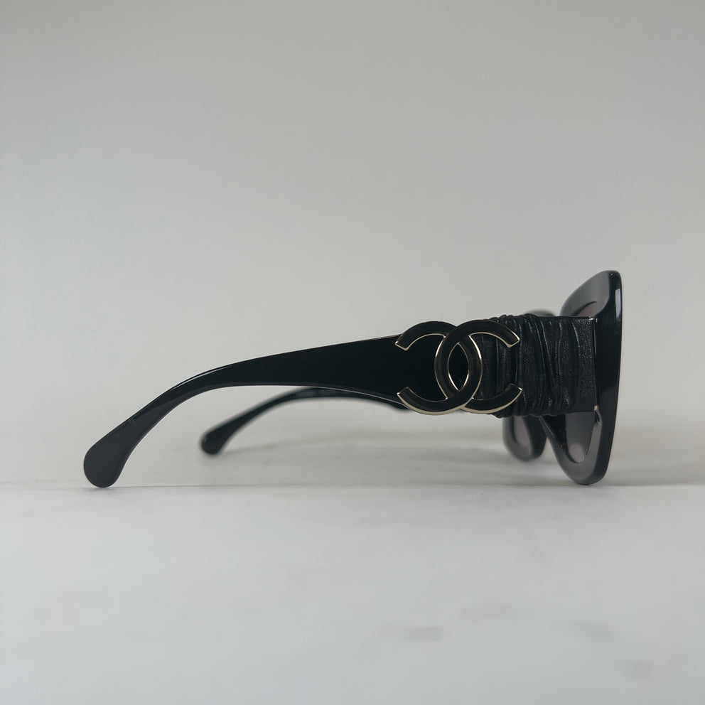 Chanel Square Frame Calfskin Leather Sunglasses