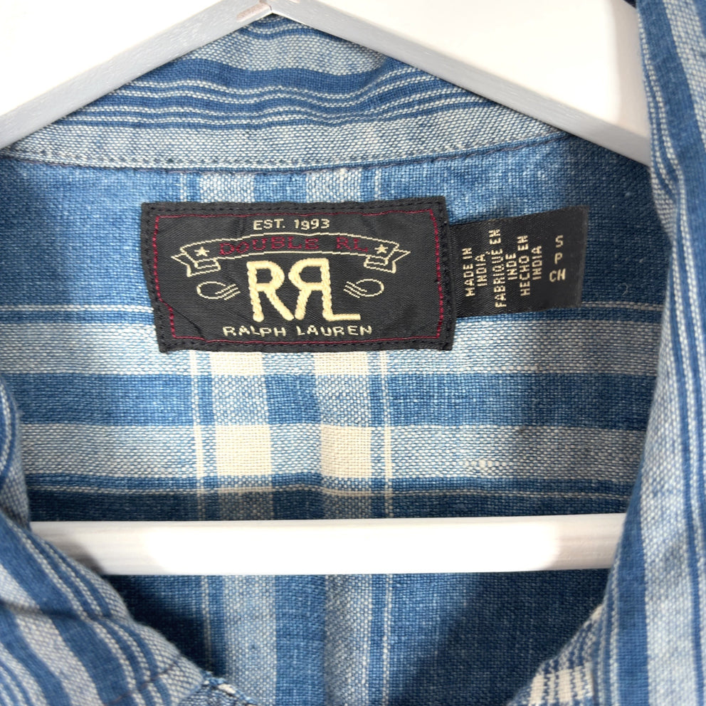 RRL Indigo Patchwork Camp Shirt