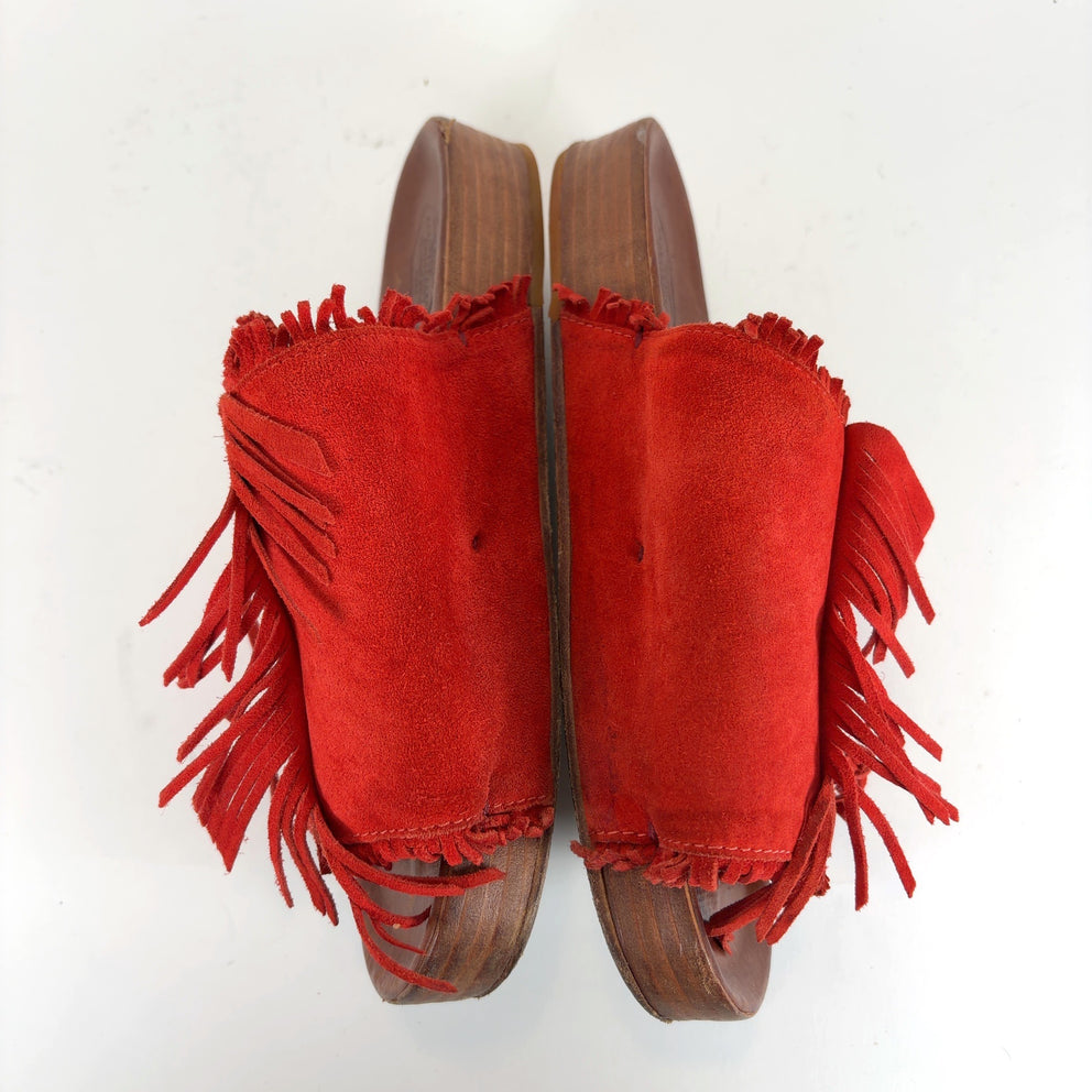 Visvim Red Christo Shaman-Folk Sandals