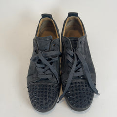 Christian Louboutin Grey Suede Junior Spikes Orlato Lowtop Sneakers