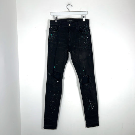 Amiri Paint Splatter Black Jeans