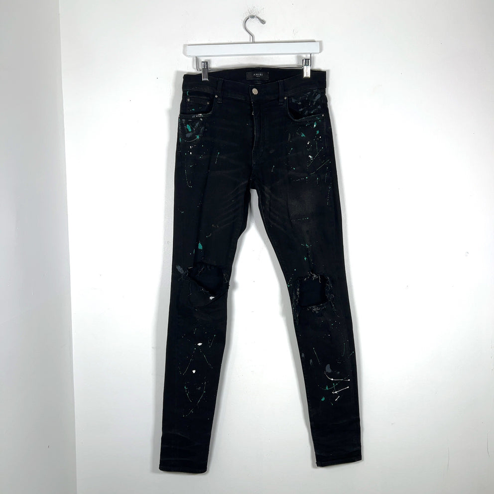 Amiri Paint Splatter Black Jeans