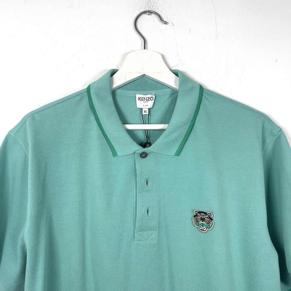 Kenzo Teal Tiger Embroidered Logo Polo